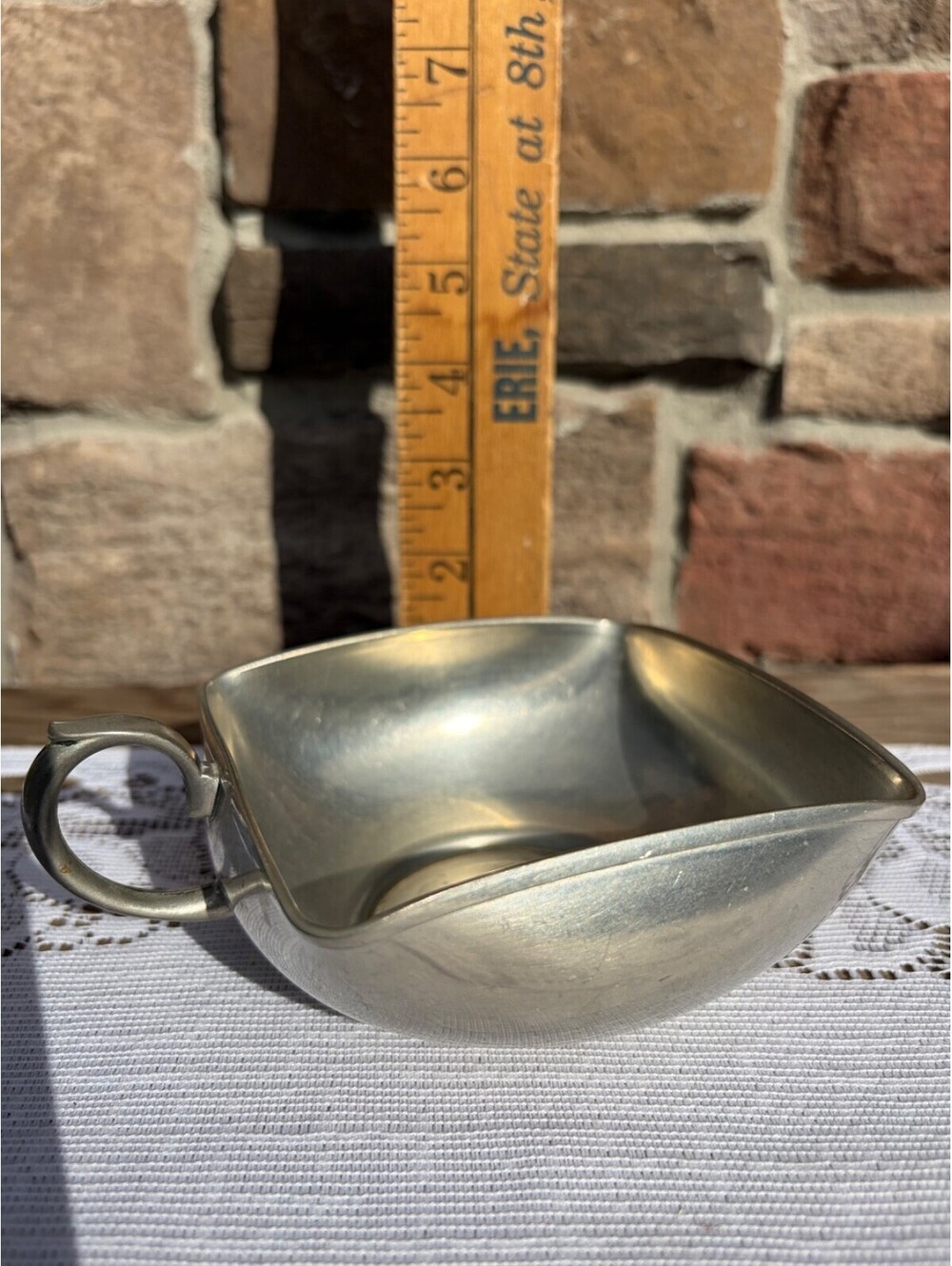 Vintage Royal Holland Pewter Square Bowl with Handle Daalderop KMD